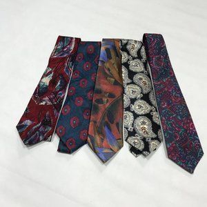 LOT of 5 Vintage Abstract Floral Mens Neckties Neck Ties